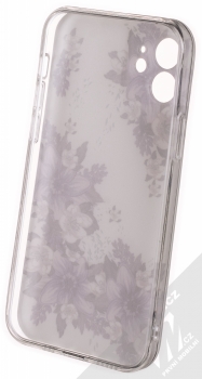 1Mcz Trendy Fialové lilie za světla Skinny TPU ochranný kryt pro Apple iPhone 12 bílá fialová (white purple) zepředu