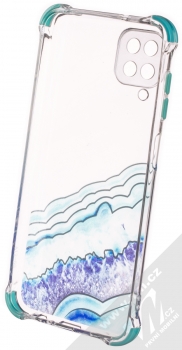 1Mcz Trendy Vodomalba Anti-Shock Skinny TPU ochranný kryt pro Samsung Galaxy A12 průhledná modrá (transparent blue) zepředu