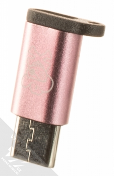 1Mcz Type-C AMTC adaptér z USB Type-C na microUSB konektor s poutkem na zavěšení růžová (pink)