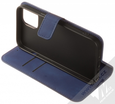 1Mcz Velvet Book flipové pouzdro pro Apple iPhone 13 tmavě modrá (dark blue) stojánek