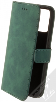 1Mcz Velvet Book flipové pouzdro pro Apple iPhone 14 Pro Max tmavě zelená (dark green)