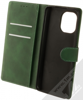 1Mcz Velvety Marten Book flipové pouzdro pro Xiaomi Mi 11 tmavě zelená (forest green) otevřené
