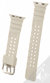 1Mcz Waves silikonový řemínek pro Apple Watch 42mm, Watch 44mm, Watch 45mm, Watch Ultra 49mm světle šedá (light grey) zezadu