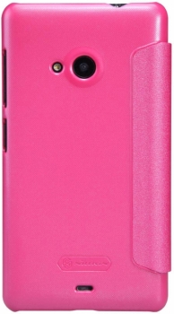 Nillkin Sparkle flipové pouzdro pro Microsoft Lumia 535, Lumia 535 Dual Sim růžová (rose red) zezadu