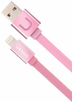 USAMS UC Brilliant plochý USB kabel s Apple Lightning konektorem pink