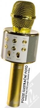 1Mcz WS-858 Bluetooth karaoke mikrofon s reproduktorem - B JAKOST (ošoupaná barva!) zlatá (gold) zepředu