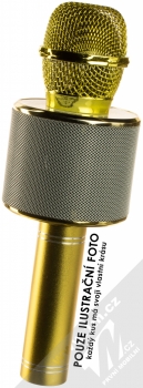 1Mcz WS-858 Bluetooth karaoke mikrofon s reproduktorem - B JAKOST (ošoupaná barva!) zlatá (gold) zezadu