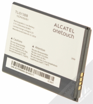 Alcatel TLi013BB originální baterie pro Alcatel One Touch 4022D Pixi 3 (3.5) zezadu vzhůru nohama