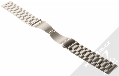 Aligator Watch Band PRO X pásek z leštěného kovu na zápěstí 22mm (bez osiček) stříbrná (silver) rozepnuté