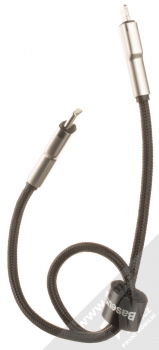 Baseus Cafule Metal Cable opletený USB Type-C kabel délky 25cm s Apple Lightning konektorem (CATLJK-01) stříbrná černá (silver black) komplet