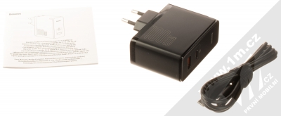 Baseus GaN5 Pro Fast Charger nabíječka do sítě s 1x USB Type-C + 1x USB výstupy 100W a USB Type-C kabel (CCGP090201) černá (black) balení