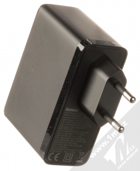 Baseus GaN5 Pro Fast Charger nabíječka do sítě s 1x USB Type-C + 1x USB výstupy 100W a USB Type-C kabel (CCGP090201) černá (black) nabíječka zboku vidlice