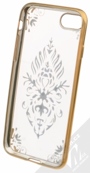 Beeyo Floral pokovený ochranný kryt pro Apple iPhone 7, iPhone 8 zlatá průhledná (gold transparent) zepředu