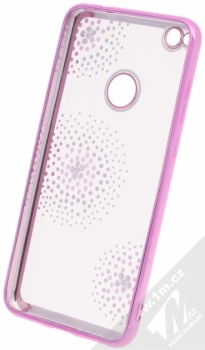Beeyo Flower Dots pokovený ochranný kryt pro Huawei P9 Lite (2017) růžová průhledná (pink transparent) zepředu