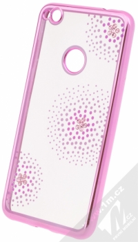 Beeyo Flower Dots pokovený ochranný kryt pro Huawei P9 Lite (2017) růžová průhledná (pink transparent)