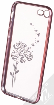 Beeyo Roses pokovený ochranný kryt pro Apple iPhone 7, iPhone 8 růžová průhledná (pink transparent) zepředu
