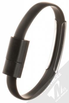 Blue Star Bracelet malý USB kabel s microUSB konektorem ve formě náramku na ruku černá (black) narámek zezadu