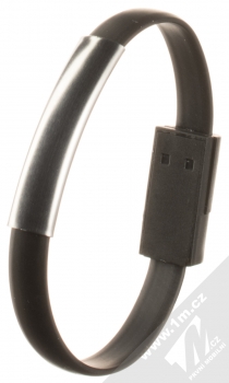 Blue Star Bracelet malý USB kabel s microUSB konektorem ve formě náramku na ruku černá (black) narámek