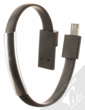 Blue Star Bracelet malý USB kabel s microUSB konektorem ve formě náramku na ruku černá (black)