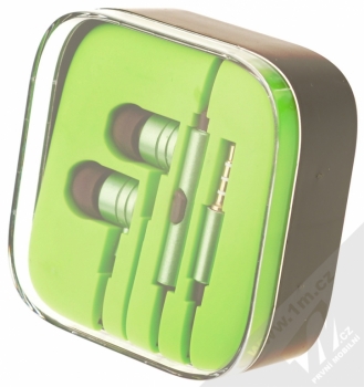 Blue Star Metal MI sluchátka s mikrofonem a ovladačem limetkově zelená (lime) krabička