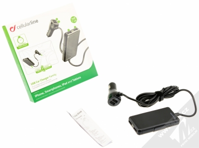 CellularLine USB Car Charger Family nabíječka do auta s 4x USB výstupem a proudem 7.2A pro mobilní telefon, mobil, smartphone, tablet černá (black) balení