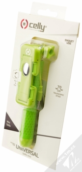 Celly Selfie Mini teleskopická tyč, držák do ruky s tlačítkem spouště přes audio konektor jack 3,5mm zelená (green) krabička