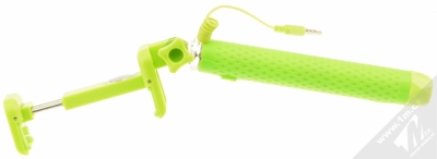 Celly Selfie Mini teleskopická tyč, držák do ruky s tlačítkem spouště přes audio konektor jack 3,5mm zelená (green) rozpětí držáku