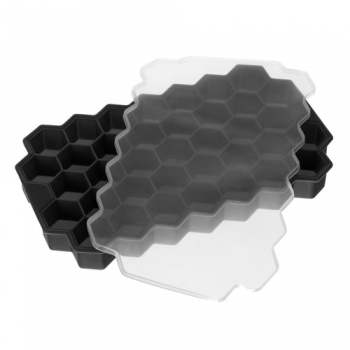 1Mcz Ice Hex silikonová forma na led ve tvaru kostky 37x černá (black)