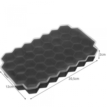 1Mcz Ice Hex silikonová forma na led ve tvaru kostky 37x černá (black)