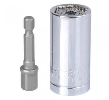 1Mcz Univerzální nástavec, hlavice pro gola klíč 7 - 19mm stříbrná (silver)
