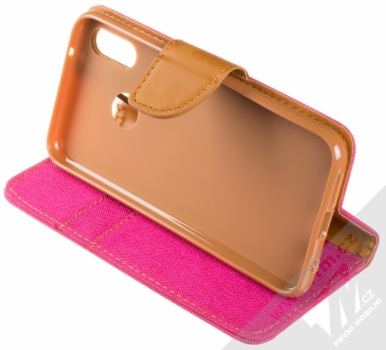 Forcell Canvas Book flipové pouzdro pro Huawei P20 Lite sytě růžová hnědá (hot pink camel) stojánek