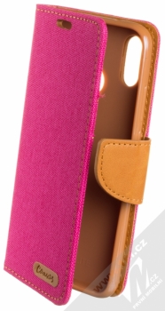 Forcell Canvas Book flipové pouzdro pro Huawei P20 Lite sytě růžová hnědá (hot pink camel)