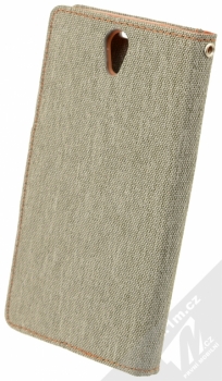 Forcell Canvas Book flipové pouzdro pro Lenovo Vibe S1 šedá / hnědá (grey / camel) zezadu
