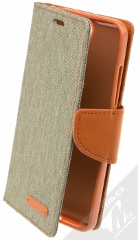 Forcell Canvas Book flipové pouzdro pro Lenovo Vibe S1 šedá / hnědá (grey / camel)