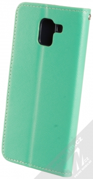 Forcell Fancy Book flipové pouzdro pro Samsung Galaxy J6 (2018) mátově zelená modrá (mint blue) zezadu