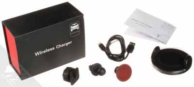 Forcell Plate Wireless Charger univerzální držák s bezdrátovým nabíjením se samonalepovací podložkou a do mřížky ventilace automobilu černá (black) balení
