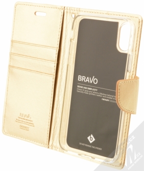 Goospery Bravo Diary flipové pouzdro pro Apple iPhone X zlatá (gold) otevřené