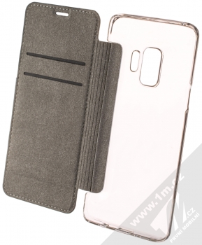 Guess 4G Flower Desire Booktype Case flipové pouzdro pro Samsung Galaxy S9 (GUFLBKS94GROG) tmavě šedá (dark grey) otevřené