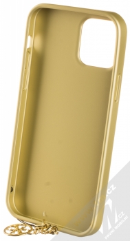 Guess Charms 4G ochranný kryt pro Apple iPhone 12, iPhone 12 Pro (GUHCP12MGF4GBR) hnědá zlatá (brown gold) zepředu