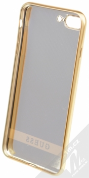 Guess Classic Soft Case ochranný kryt pro Apple iPhone 7 Plus (GUHCP7LSTRBAG) černá zlatá (black gold metal) zepředu