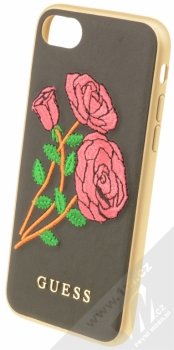 Guess Flower Desire Hard Case ochranný kryt s výšivkou pro Apple iPhone 6, iPhone 6S, iPhone 7, iPhone 8 (GUHCP7EROBK) černá zlatá (black gold)
