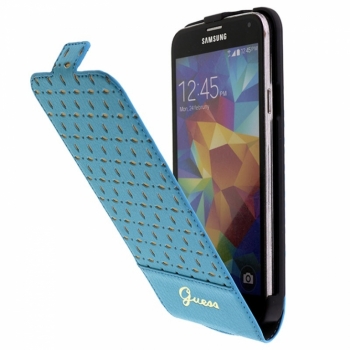 Guess Gianina Flap Case flipové pouzdro pro Samsung Galaxy S5, Galaxy S5 Neo (GUFLS5PET) modrá (turquoise) otevřené