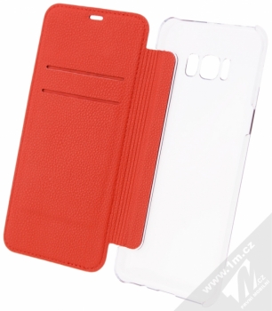 Guess IriDescent Booktype Case flipové pouzdro pro Samsung Galaxy S8 Plus (GUFLBKS8LIGLTRE) červená (red) otevřené