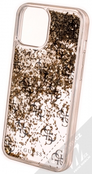 Guess Liquid Glitter 4G ochranný kryt s přesýpacím efektem třpytek pro Apple iPhone 12 Pro Max (GUHCP12LLG4GSLG) zlatá (gold) zezadu