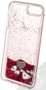 Guess Liquid Glitter Question of Heart ochranný kryt s přesýpacím efektem třpytek pro Apple iPhone 6 Plus, iPhone 6S Plus, iPhone 7 Plus, iPhone 8 Plus (GUHCI8LGLHFLRA) červená (red) zepředu