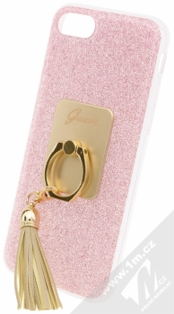 Guess Ring Soft Case ochranný kryt s držákem na prst pro Apple iPhone 7 (GUHCP7RSRG) růžově zlatá (rose gold)