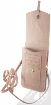 Guess Signature Saffiano Wallet Universal univerzální pouzdro kabelka s kapsičkami (GUWBRSAVSPI) růžově zlatá (rose gold) otevřené