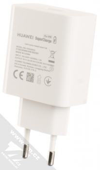Huawei HW-100400E00 SuperCharge (40W) originální nabíječka do sítě s USB výstupem a originální USB kabel s USB Type-C konektorem bílá (white) nabíječka zezadu