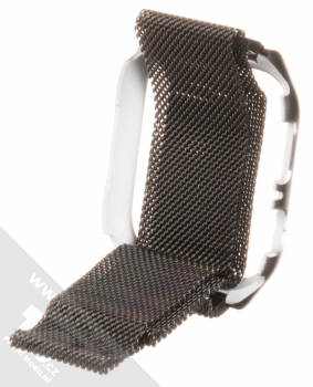Jansin Milanese Magnetic with Case magnetický pásek z leštěného kovu na zápěstí s ochranným krytem pro Apple Watch 44mm černá (black) zezadu