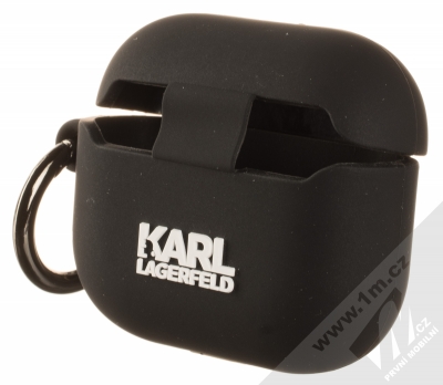Karl Lagerfeld Ikonik AirPods Silicone Case silikonové pouzdro pro sluchátka Apple AirPods 3 (KLACA3SILKHBK) černá (black) zezadu